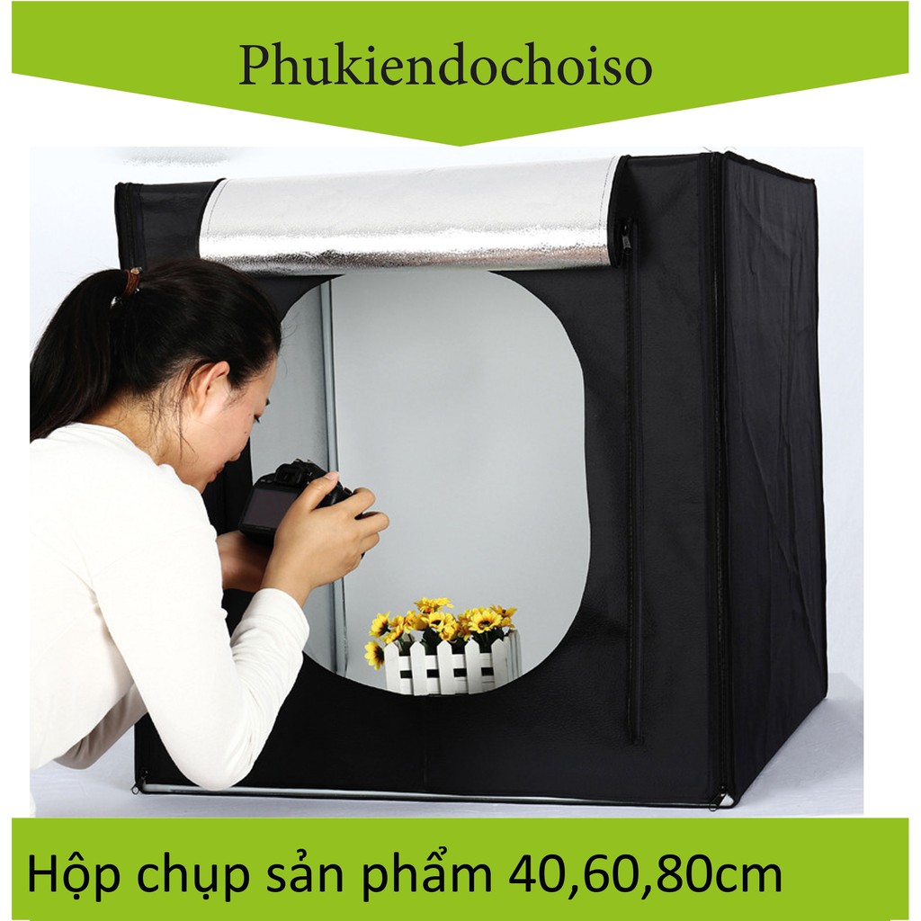 Hộp chụp sản phẩm có đèn Led, có phông nền, 2 cửa chụp