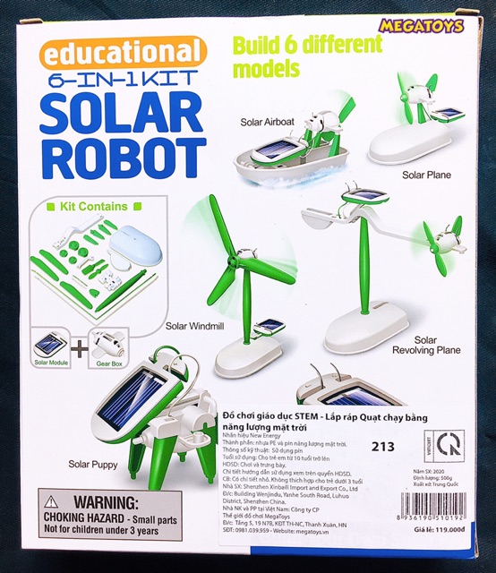 Đồ Chơi Giáo Dục Stem - Quạt Chạy Bằng Năng Lượng Mặt Trời - Lắp Ráp 6 Mô Hình Khác Nhau - 213  - MGT