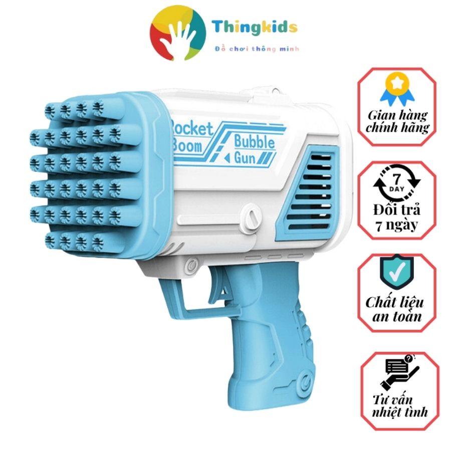 Máy bắn bong bóng loại to lớn nhất 76 nòng siêu mạnh,l kèm dung dịch pha sẵn an toàn cho bé -  Thingkids