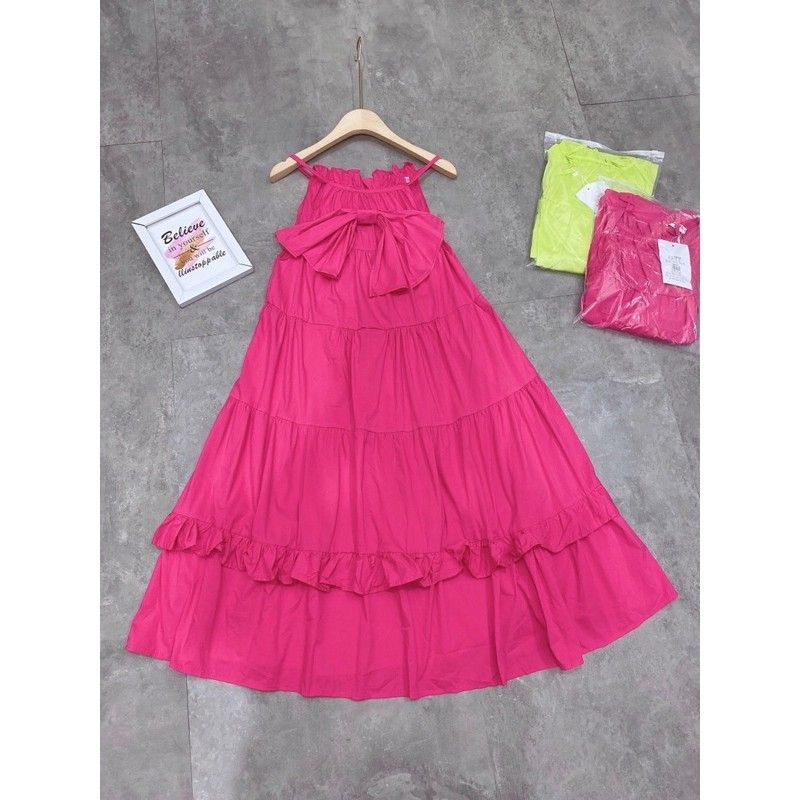 [CÓ ẢNH THẬT KHÁCH MẶC PHÍA SAU] ĐẦM BABYDOLL XÒE PHỐI NƠ HAI MÀU XANH HỒNG VẢI MỊN SIÊU XINH