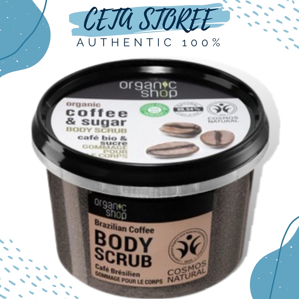 Tẩy da chết body Organic Shop dưỡng da trắng sáng của Nga