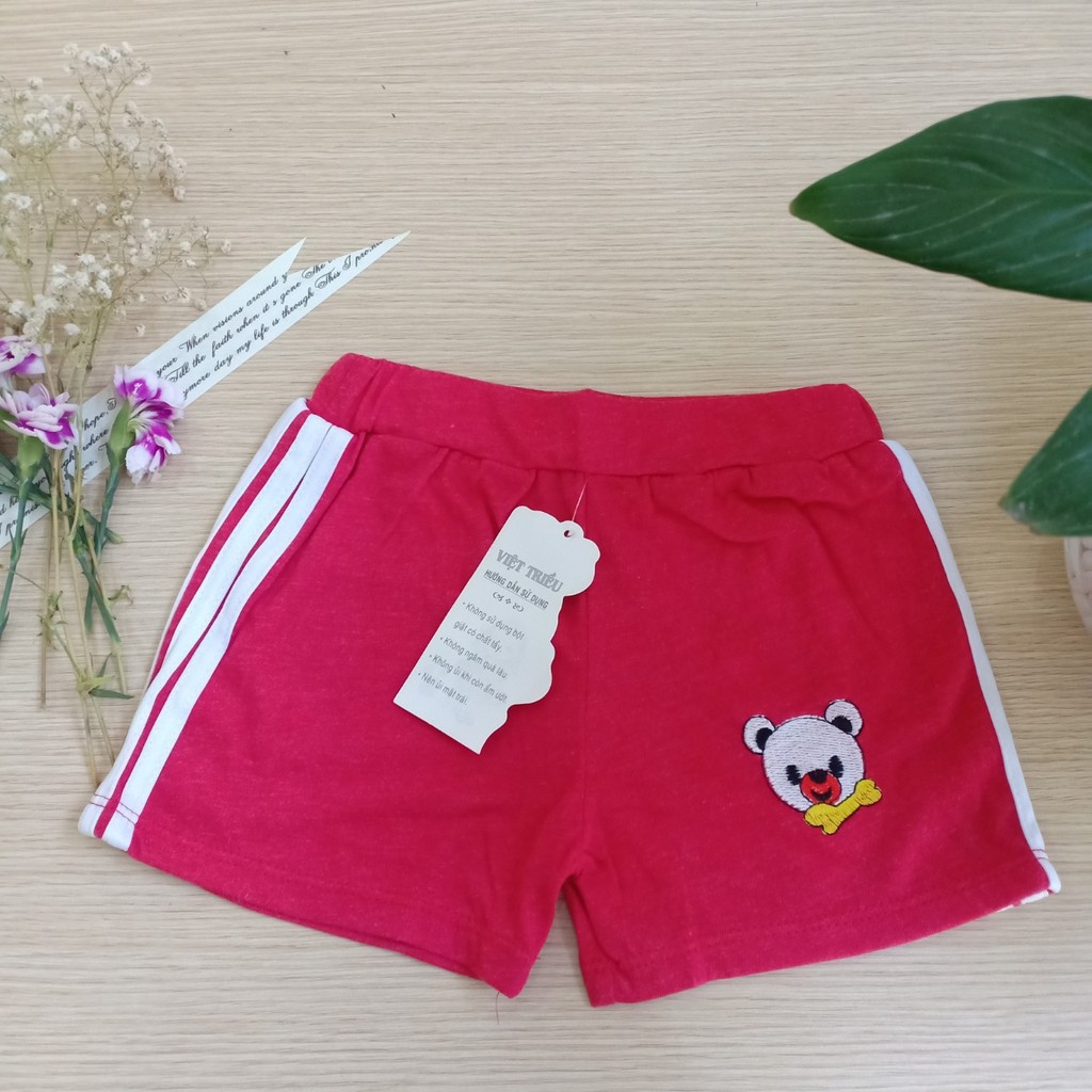 Quần đùi cho bé trai, bé gái dáng thể thao phối viền hai bên, chất liệu cotton cho bé 6-20kg.