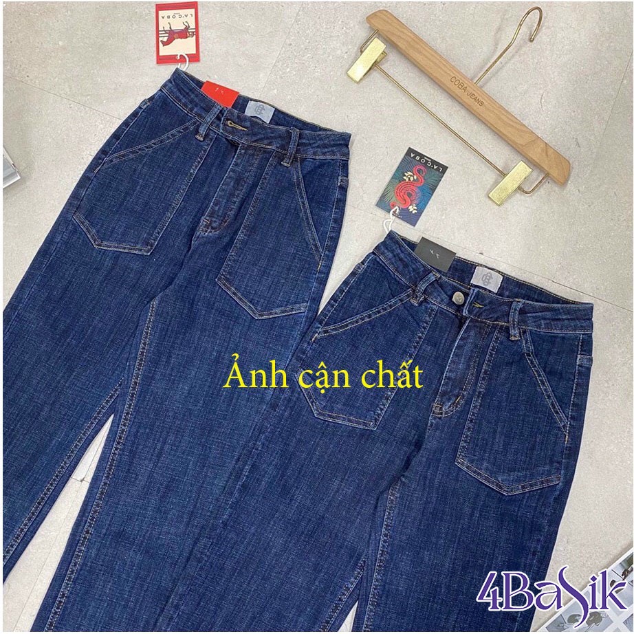 Quần bò nữ ống đứng,quần jean ống suông,xuông cạp cao,jeans ống rộng co giãn túi trước phong cách Hàn Quốc- QJ30
