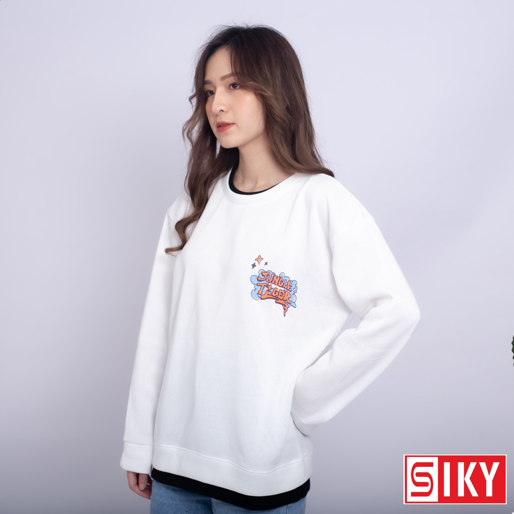 Áo sweater nữ chất nỉ tay phồng giả 2 vạt dưới phối chữ Jungle Tiger siêu xinh - SLIKY HX12 | BigBuy360 - bigbuy360.vn