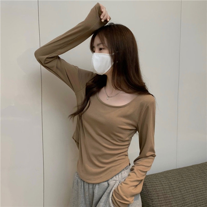 Áo Thun Nữ Dài Tay Lệch Tà Thời Trang Mới