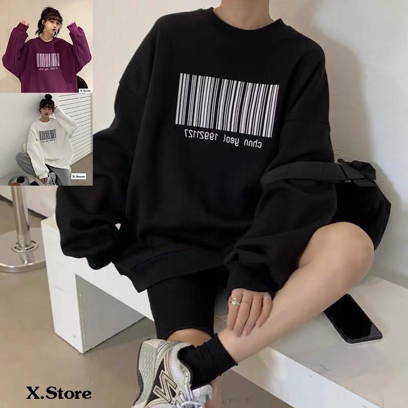 Áo SWEATER nỉ bông unisex Mã Vạch Daski , Áo nỉ dài tay phong Ulzzang