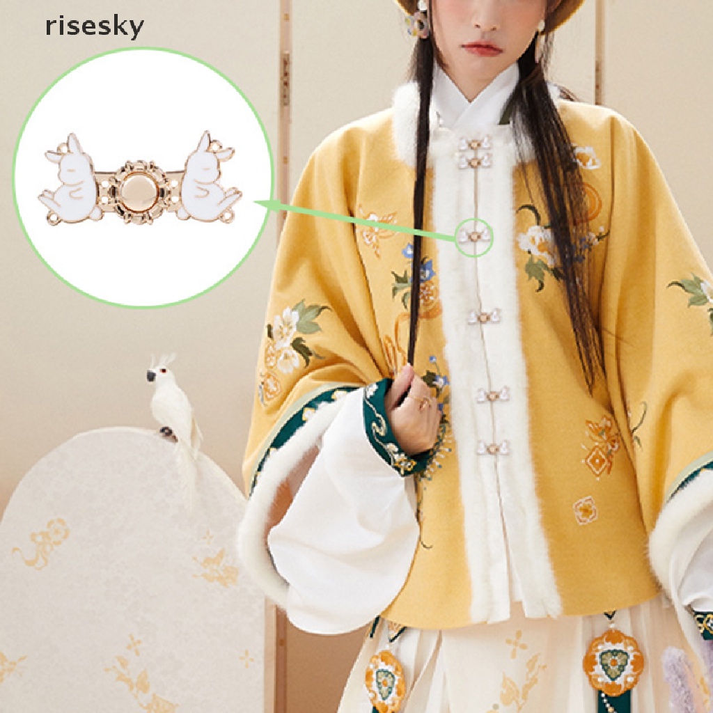 Cặp Nút Kim Loại Hình Thỏ Phong Cách Hanfu Cổ Điển ♨Trên đó