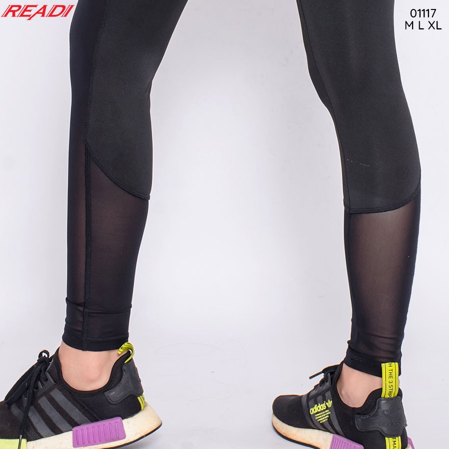 Quần tập legging nữ tập gym yoga dáng dài phối lưới READI - 01117