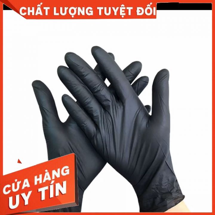Găng tay đen cao su đa năng  dùng trong phun xăm, SALON, hóa chất, cơ khí 1 hộp 20 cái loại dầy chống chơn sài nhiều lần