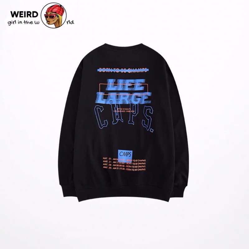 Áo sweater Life large CmPS áo sweater nỉ bông lót lông form rộng unisex nam nữ màu cam đen streetstyle phong cách hàn | BigBuy360 - bigbuy360.vn