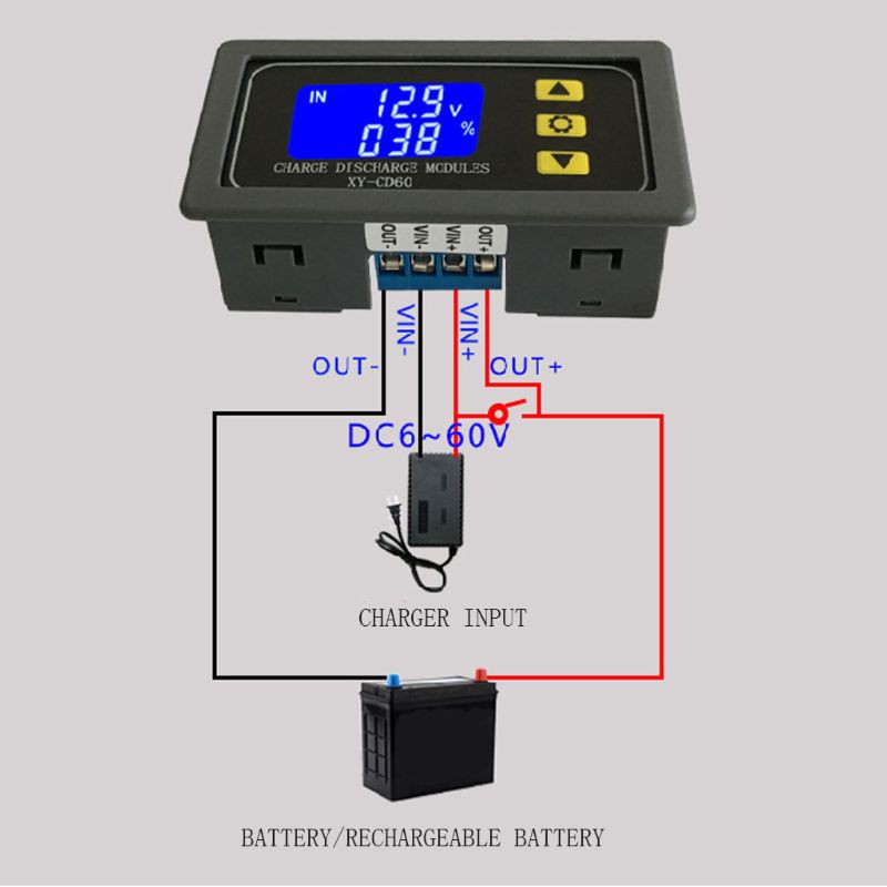 Mô-đun Bộ điều khiển sạc pin năng lượng mặt trời XY-CD60 Điều khiển xả sạc DC6-60V Bảng bảo vệ dòng điện áp thấp