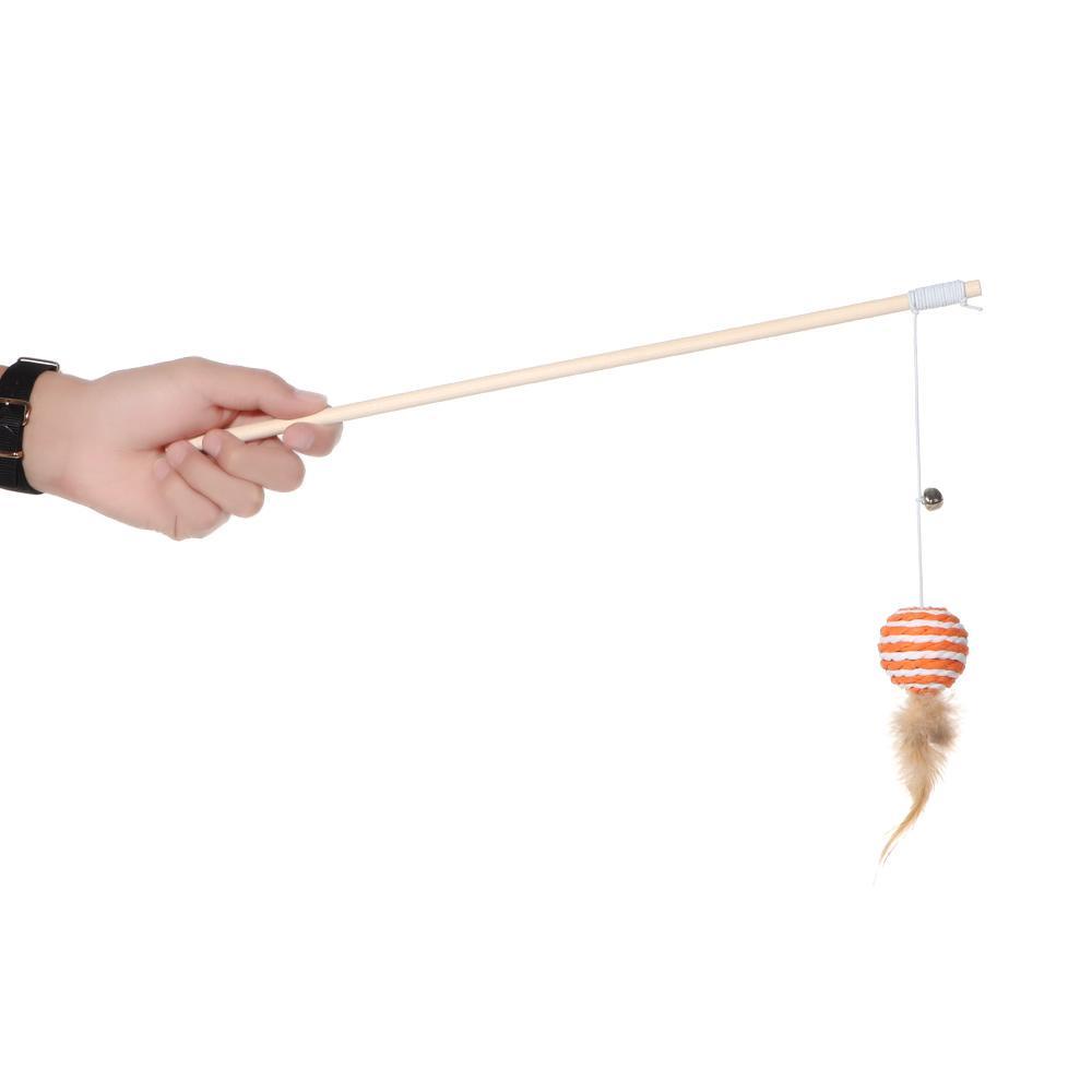 Đồ Chơi Tương Tác Bằng Gỗ Mini Phối Lông Vũ Độc Đáo Vui Nhộn Cho Mèo Cưng