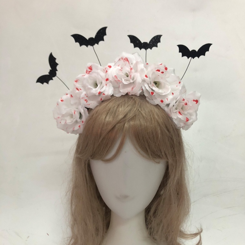Băng Đô Cài Tóc Hình Dơi Hoa Máu Sáng Tạo Cho Phát Sóng Trực Tiếp Dịp Halloween