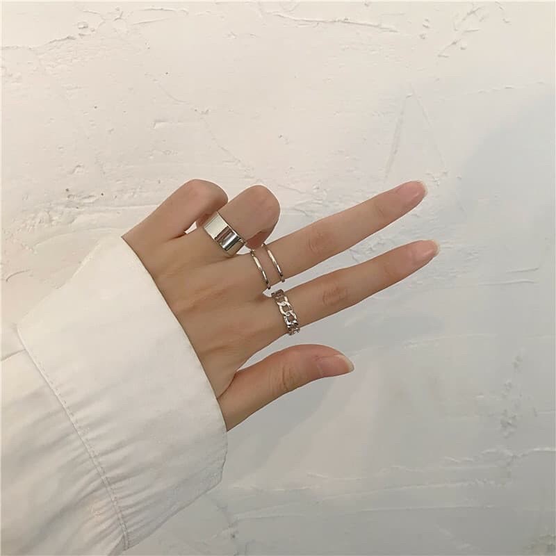 Set 3 Nhẫn thiết kế hở có thể điều chỉnh phong cách Hàn Quốc cá tính Tatitava