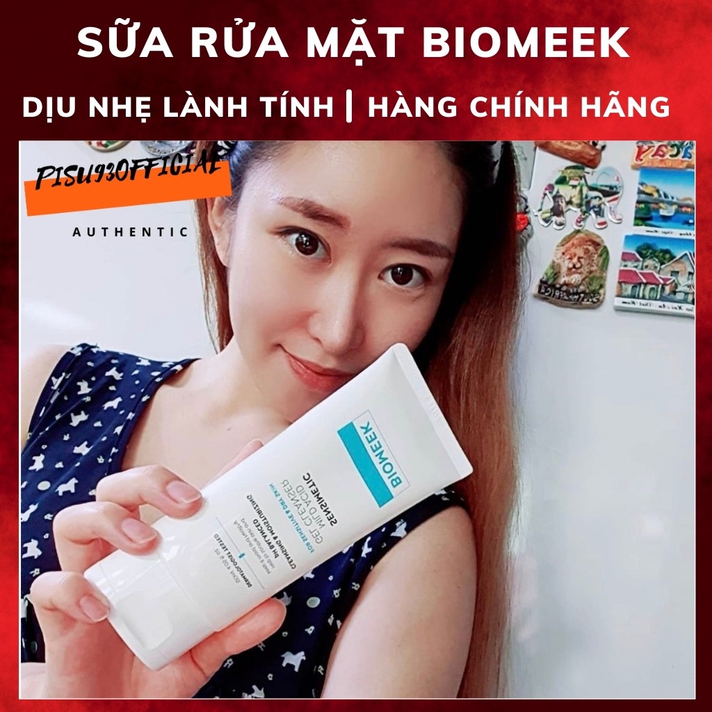 Sữa rửa mặt sáng da, sạch sâu BIOMEEK Sensimetic mild acid gel cleanser - Sữa rửa mặt huyết tế bào Hàn Quốc