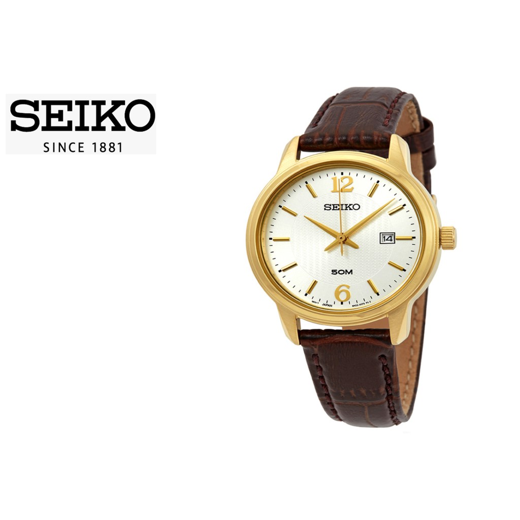 Đồng hồ Nữ Seiko Regular SUR658P1 dây da, mặt kính Hardlex (Kính cứng) - chống chầy chống nước