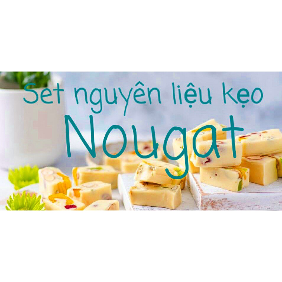 [ 60 kẹo Nougat ] set nguyên liệu ( không kèm bơ) làm kẹo Nougat /Kẹo hạnh phúc