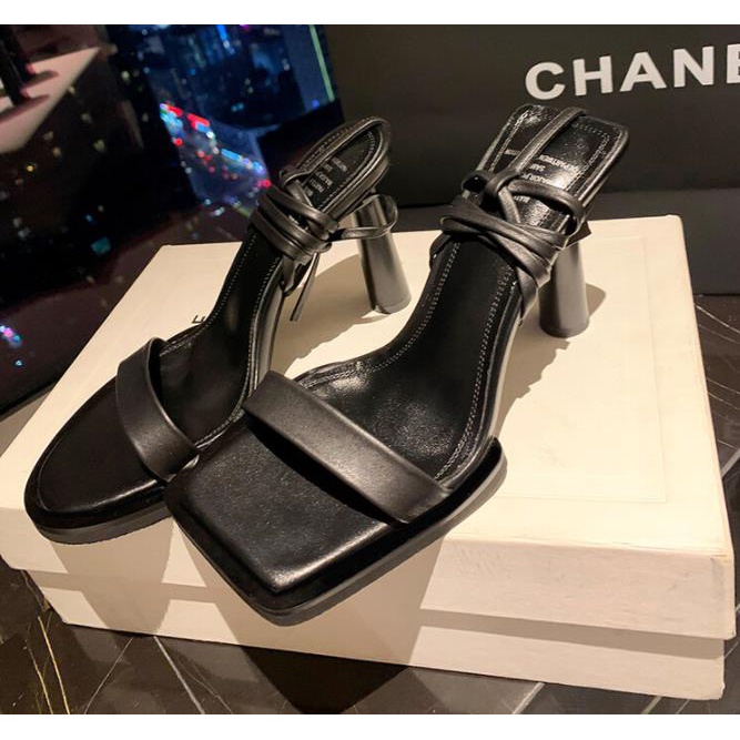 Giày cao gót cột dây mũi vuông thời trang xuân hè dành cho nữ 2022