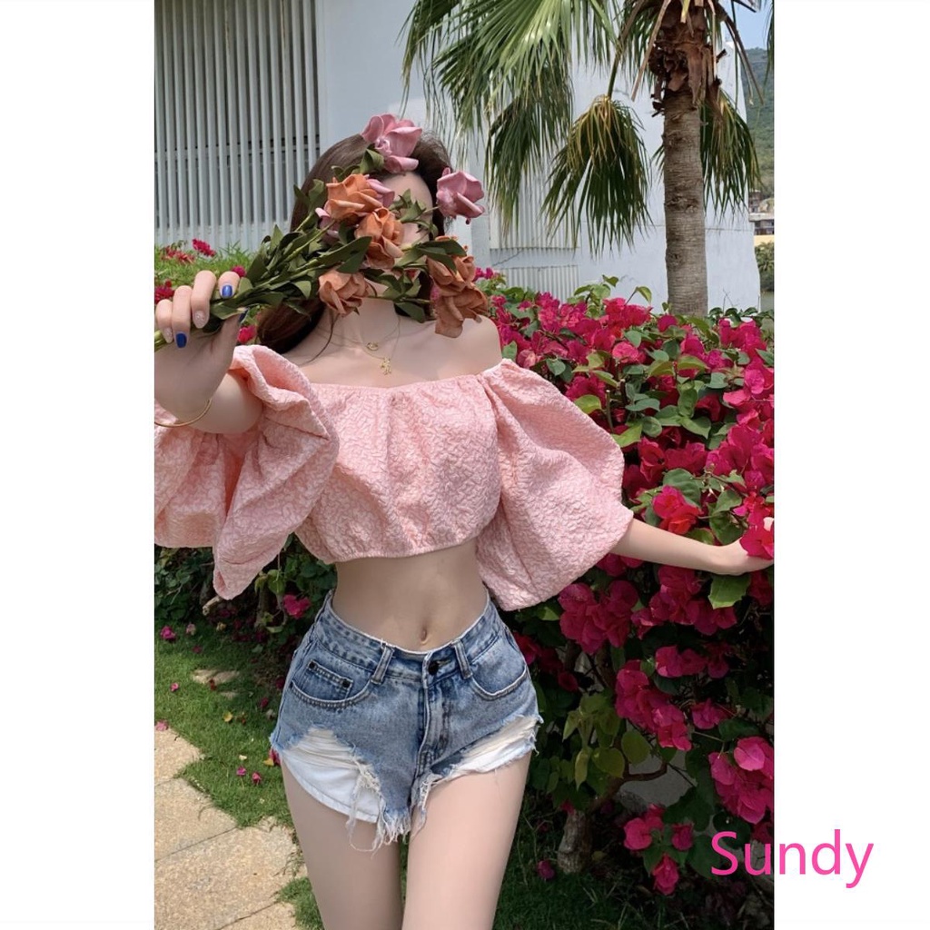 Áo croptop thời trang hè trễ vai cho nữ quyến rũ