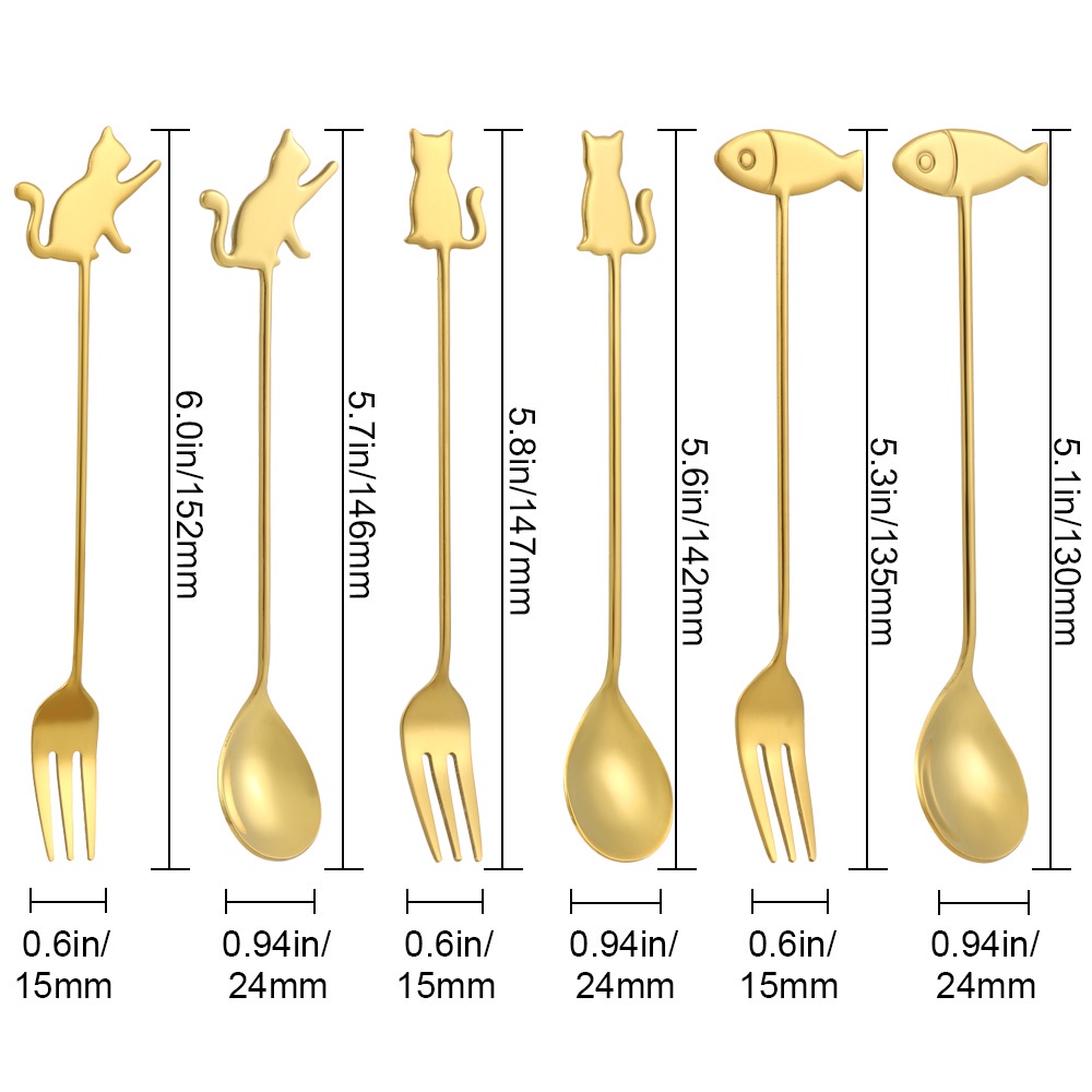 1 Muỗng Cà Phê Bằng Thép Không Gỉ Hình Mèo Hoạt Hình Dễ Thương Sáng Tạo