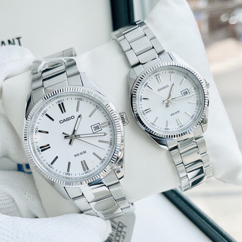 Đồng hồ kim nam nữ dây thép Casio MTP 1302D full silver | BigBuy360 - bigbuy360.vn