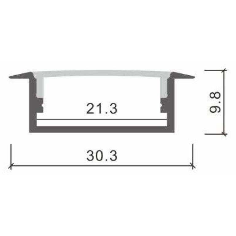 Thanh nhôm âm trần thạch cao, âm tường kt 619 kích thước 30x10mm (kích thước 1m chưa có led)