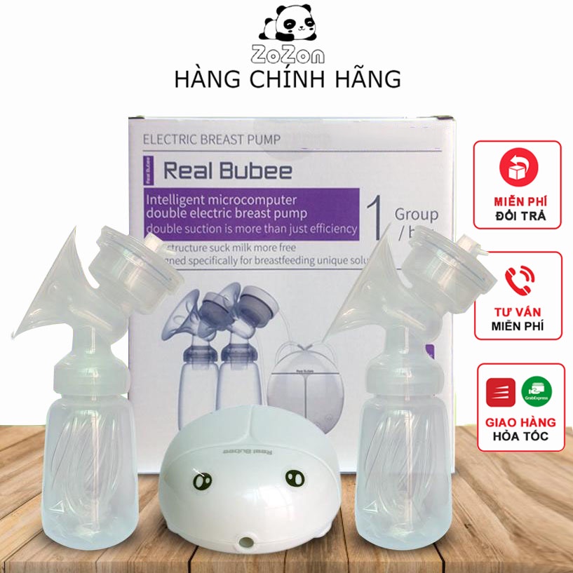 Máy hút sữa điện đôi Real bubbe cao cấp 2 chế độ hút và massage kích sữa điều chỉnh được áp lực hút