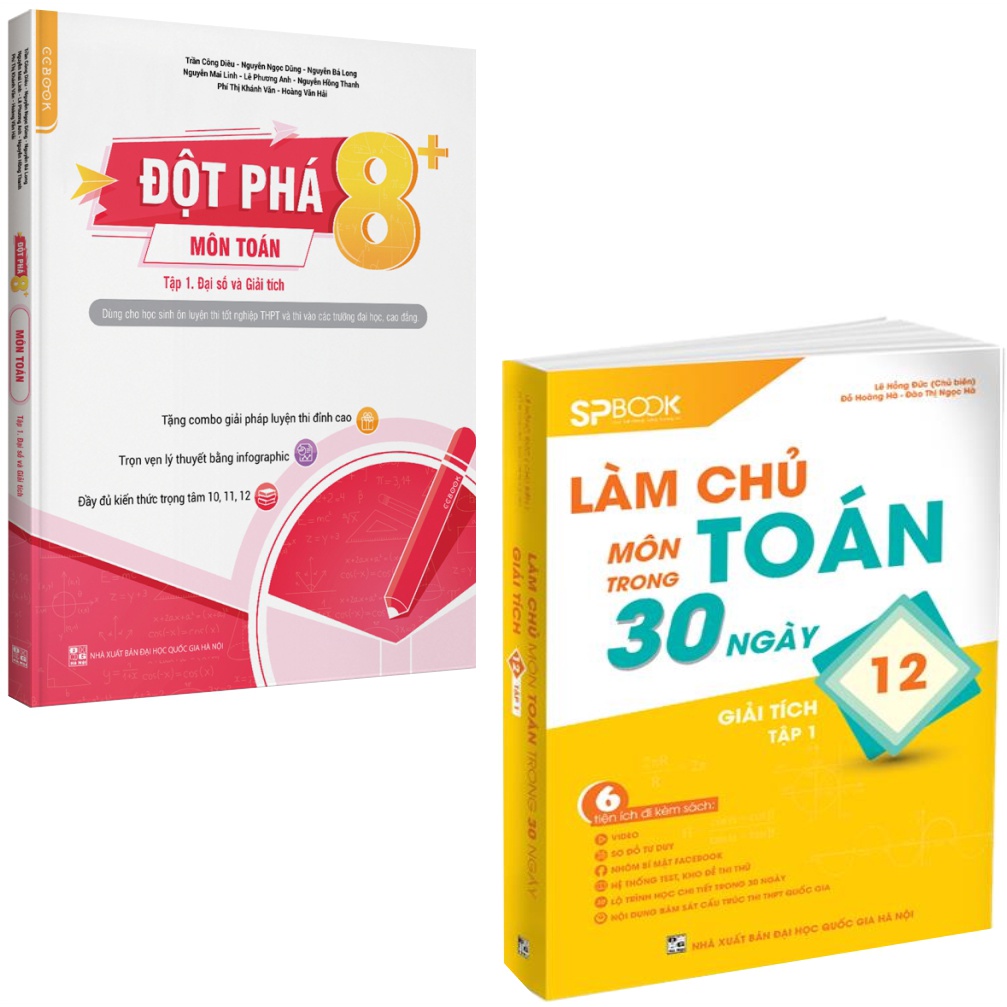 Sách - Combo Đột phá 8+ Toán Đại - Làm chủ môn Toán trong 30 ngày Đại số và giải tich 12 tập 1 (2 cuốn)