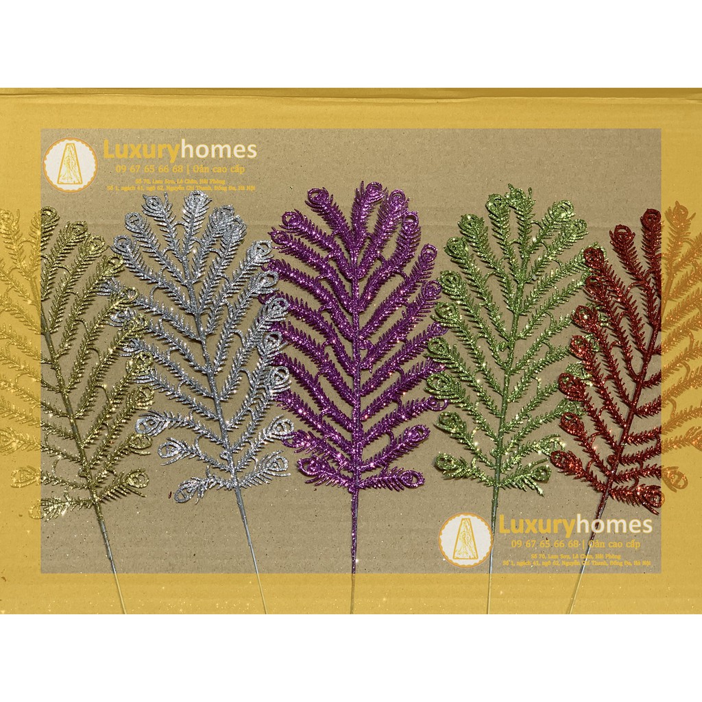 Cành lá đuôi công ( lông chim ) trang trí oản, decor vật tư phụ ...