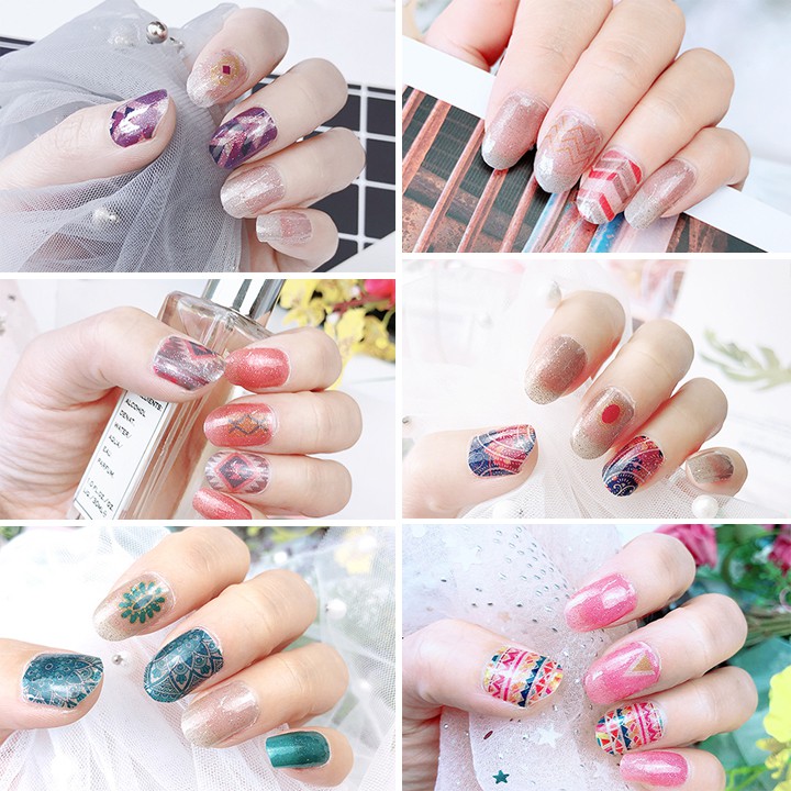 QYA141-160 Nail Wraps Set Dán móng tay Bohemian 12 miếng nhiều mẫu