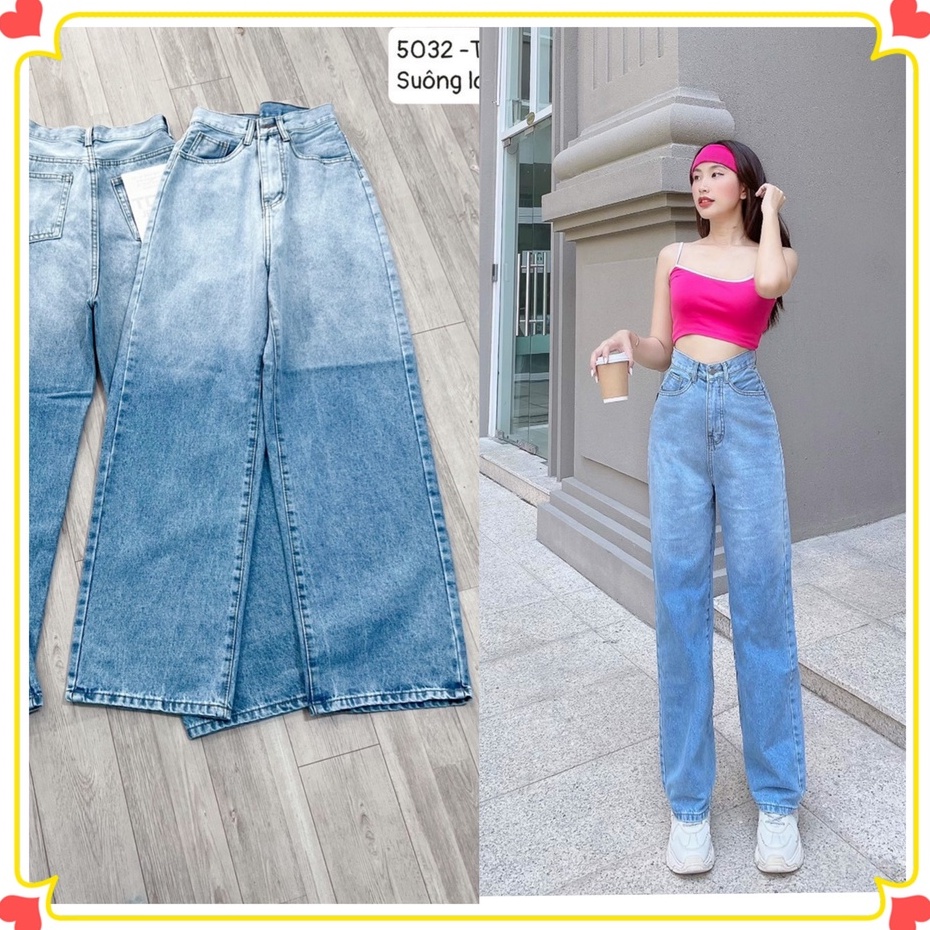 [ Chuyên Sỉ M5032 ] Quần Jean nữ Ống Rộng, Jean Suông Loang Màu Siêu Đẹp, Quần Jean Baggy Nữ - Jeans Fashion93