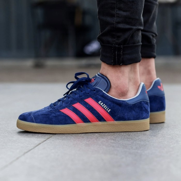 Giày Thể Thao Adidas Gazelle Da Lộn Màu Xanh Navy / Đỏ