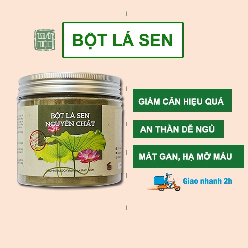 Bột lá sen nguyên chất Nguyên Mộc hỗ trợ ngừa nám tàn nhang giảm nếp nhăn bình ổn huyết áp cải thiện giấc ngủ