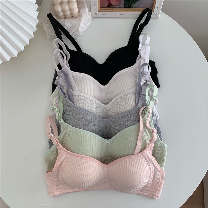 Áo lót nữ cotton mềm bra không gọng nâng ngực phong cách Hàn Quốc