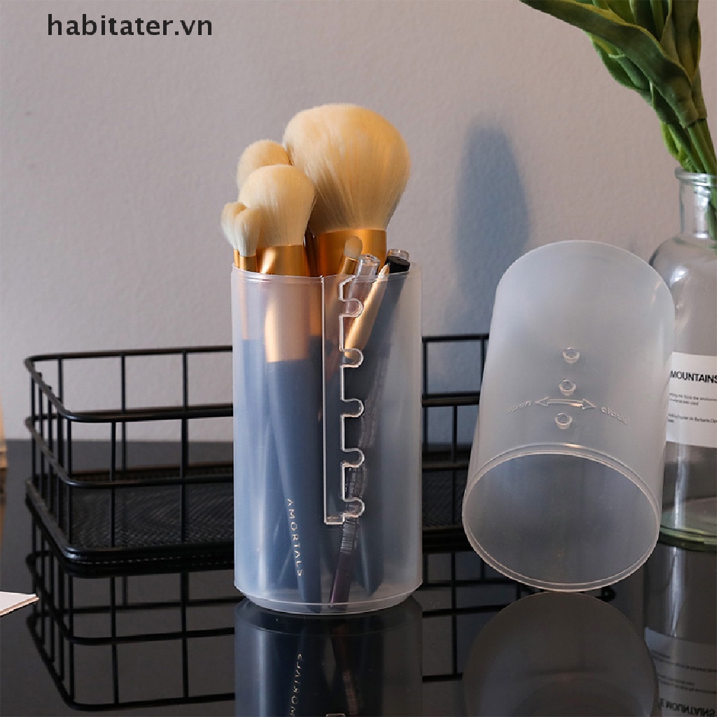 Khay Đựng Cọ Trang Điểm Bằng PVC Trong Suốt Có Thể Điều Chỉnh Chiều Cao