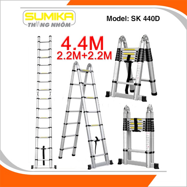 THANG NHÔM RÚT CHỮ A SUMIKA 4.4M- SK440D - MÀU ĐEN