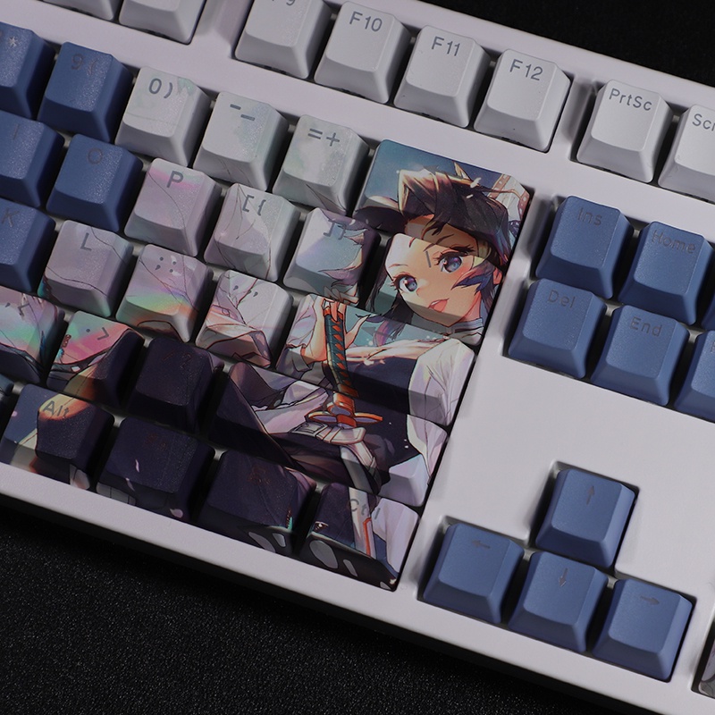 Kochou Shinobu keycap Demon Slayer keycap Cherry profile PBT Dye-thăng hoa bàn phím cơ học keycap hai chiều Anime keycaps 108 phím