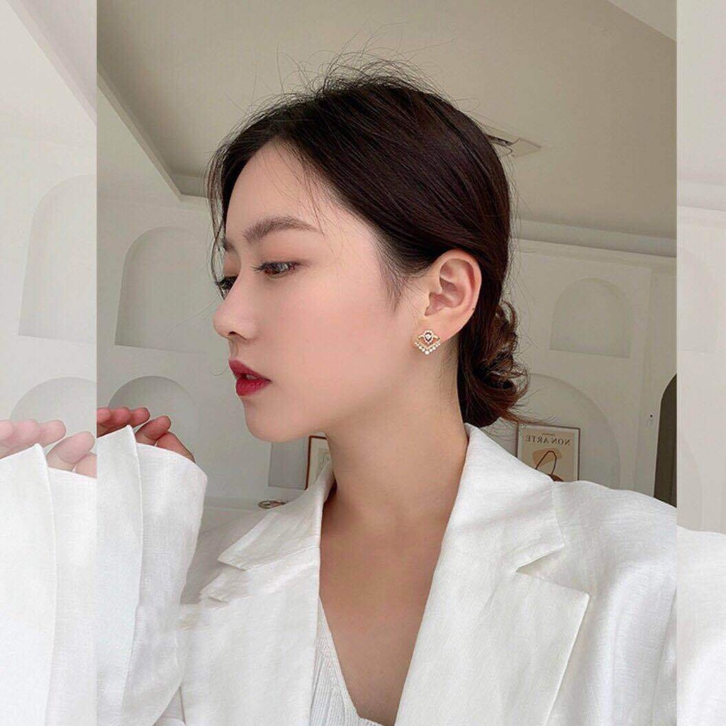 Bông tai phong cách Hàn Quốc đính ngọc 3 chiều, tinh tế, sắc xảo - Hoa tai Hàn Quốc BT165