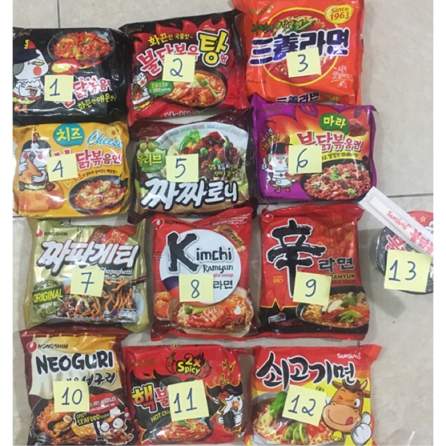 2 gói mỳ cay Samyang hàn quốc đủ vị