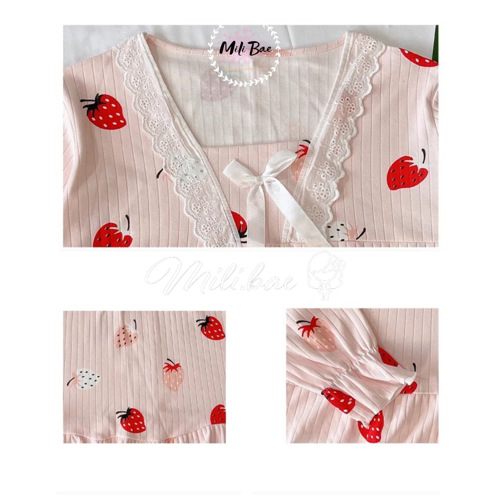 Đồ Ngủ Nữ Pijama Tiểu Thư Chất Cotton Hàn Hình Dễ Thương Bộ Mặc Nhà Dài Tay Thu Đông Hàng Quảng Châu Mili Bae (order) | BigBuy360 - bigbuy360.vn