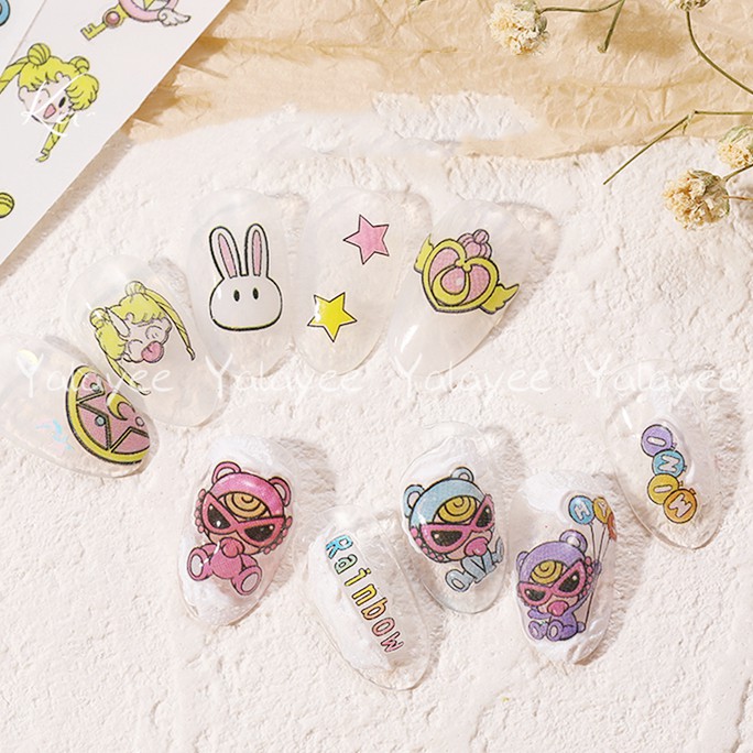 Sticker dán họa tiết hoạt hình Sailor Moon kiểu INS Nhật Bản siêu mỏng trang trí móng tay