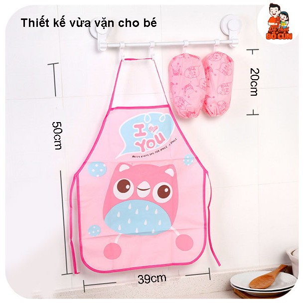 Tạp dề cho bé tập vẽ, tô màu, phụ mẹ việc nhà - Chất liệu chống thấm nước, hình ảnh ngộ nghĩnh