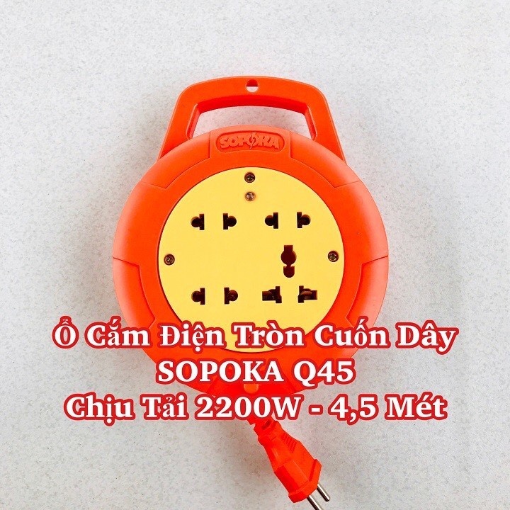 Ổ cắm điện cuốn dây SOPOKA - Model: Q45 dây dài 4.5m ; Q75 dây dài 7.5m - Ổ điện đa năng chịu tải cao an toàn, tiện lợi