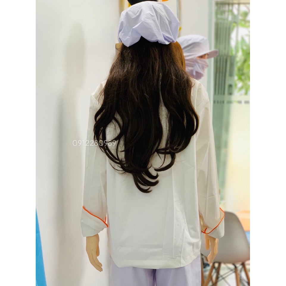 Áo bếp trắng viền đen nam nữ dày dặn cao cấp sang trọng _ Hình chụp thật