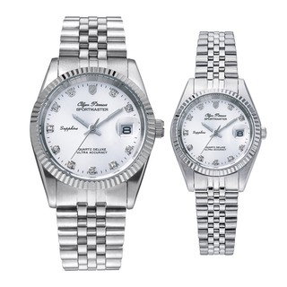 Đồng hồ đôi nam nữ dây kim loại Olym Pianus OP89322 MS OP68322 LS mặt trắng