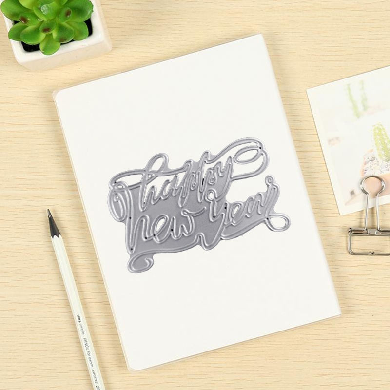 Khuôn cắt giấy làm từ kim loại hình chúc mừng năm mới trang trí scrapbook