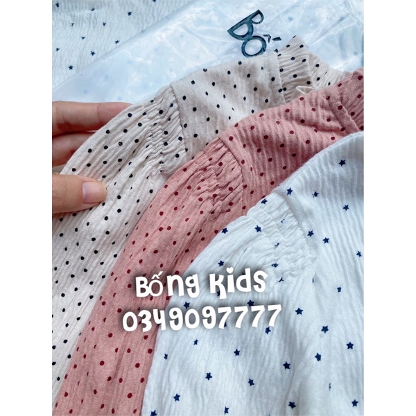 Áo Thu Bé Gái Vải Gân Cổ Nhún MOR