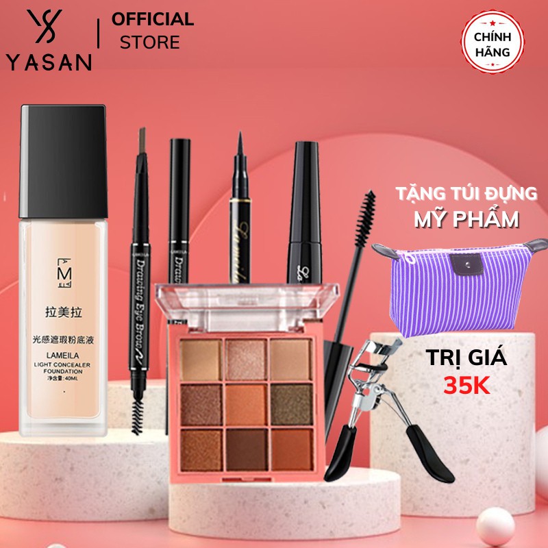 Bộ trang điểm đầy đủ gồm 6 món makeup cơ bản sét trang điểm cá nhân Yasan kèm giấy thấm dầu 50 tờ | BigBuy360 - bigbuy360.vn