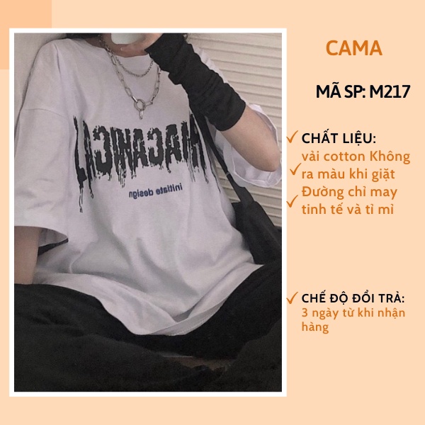 Áo thun nữ unisex tay lỡ form rộng cổ tròn in hình chữ CaMa Store M269