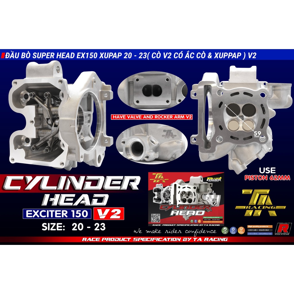 Đầu bò TA RACING / suppap ( V2 ) 20-23 &amp; 22-25 EX150 / Y15ZR